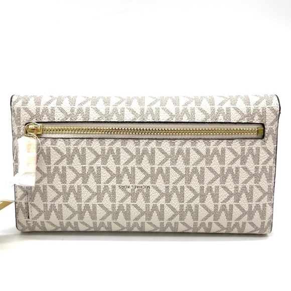 Michael Kors Large Trifold Wallet Vanilla/Brown - Picture 3 of 7